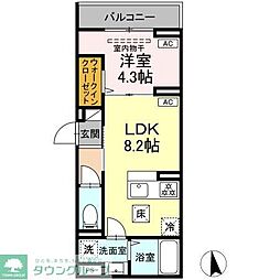 JR常磐線 亀有駅 徒歩9分の賃貸アパート 1階1LDKの間取り