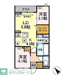 (仮)D-ROOM白鳥4丁目 1階2LDKの間取り