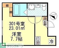 CK四ツ木 2階1Kの間取り