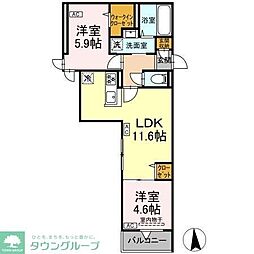 セレスティア六町II 3階2LDKの間取り