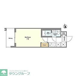 アルファコート四ツ木 8階1Kの間取り