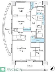 パークキューブ亀有 3階3LDKの間取り