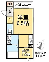 Grande SK 2階1Kの間取り