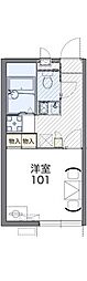 レオパレスイースト 2階1Kの間取り