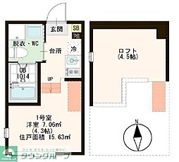京成本線 京成小岩駅 徒歩6分の賃貸アパート 1階1Kの間取り