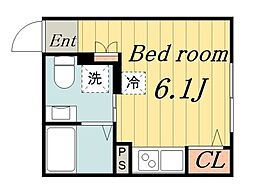 東武伊勢崎線 西新井駅 徒歩13分の賃貸アパート 1階ワンルームの間取り