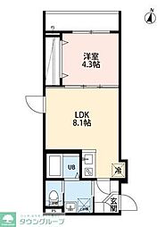 yui terraceII 1階1LDKの間取り
