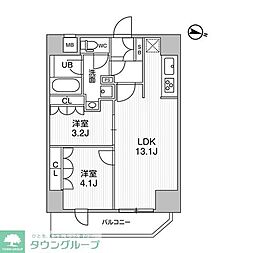 京成本線 千住大橋駅 徒歩1分の賃貸マンション 11階2LDKの間取り