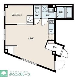 東武伊勢崎線 西新井駅 徒歩10分の賃貸マンション 2階1LDKの間取り
