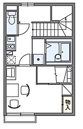 レオパレスリキ 2階1Kの間取り