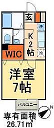 JR常磐線 金町駅 徒歩12分の賃貸アパート 2階1Kの間取り