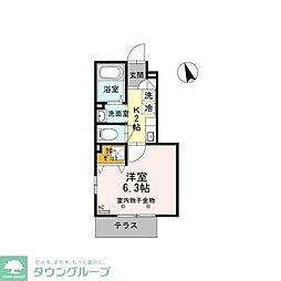 東京メトロ千代田線 北千住駅 徒歩15分の賃貸アパート 1階1Kの間取り
