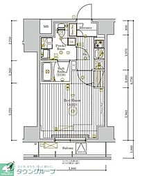 ミライズ新小岩マーロ 9階ワンルームの間取り