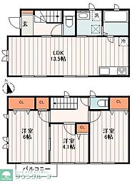 つくばエクスプレス 青井駅 徒歩7分の賃貸アパート 2階3LDKの間取り