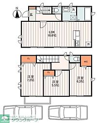 つくばエクスプレス 青井駅 徒歩7分の賃貸一戸建て 2階3LDKの間取り