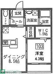 ヒログランデ 1階1DKの間取り