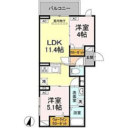 京成金町線 京成金町駅 徒歩11分の賃貸アパート 2階2LDKの間取り