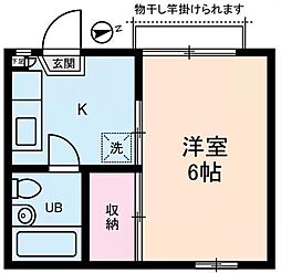 ヴェルディタチバナ 1Kの間取図画像