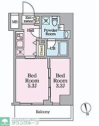 HY’ｓ桜橋MIRAIS 4階2Kの間取り