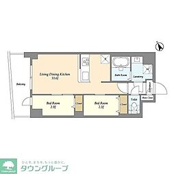 アルファコート曳舟2 3階2LDKの間取り