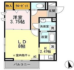 JR総武線 亀戸駅 徒歩17分の賃貸アパート 3階1LDKの間取り