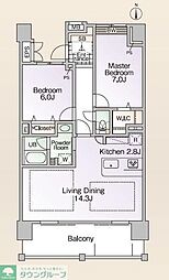 東京メトロ南北線 王子神谷駅 徒歩17分の賃貸マンション 6階2LDKの間取り