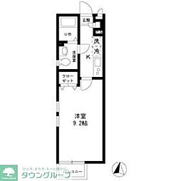 つくばエクスプレス 六町駅 徒歩3分の賃貸アパート 2階1Kの間取り