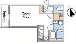 ウィンドテラス四つ木 3階ワンルームの間取り
