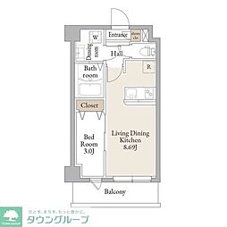 アルファコートお花茶屋2 2階1LDKの間取り