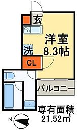 JR常磐線 亀有駅 徒歩10分の賃貸マンション 1階ワンルームの間取り