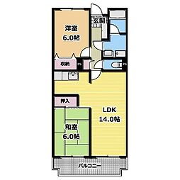 ルミエール新宿 4階2LDKの間取り