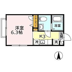 つくばエクスプレス 六町駅 徒歩6分の賃貸アパート 1階1Kの間取り