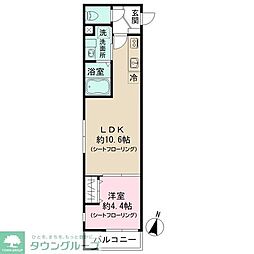 東武伊勢崎線 竹ノ塚駅 徒歩3分の賃貸アパート 1階1LDKの間取り