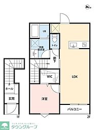 つくばエクスプレス 八潮駅 徒歩36分の賃貸アパート 2階1LDKの間取り