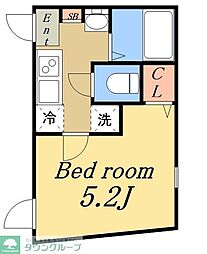 東京メトロ千代田線 町屋駅 徒歩5分の賃貸アパート 2階1Kの間取り