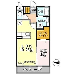 フォルテーヌ4 1LDKの間取図画像