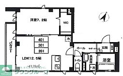 YMK南麻布 1LDKの間取図画像