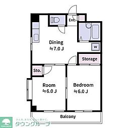 ルーベンス 2DKの間取図画像
