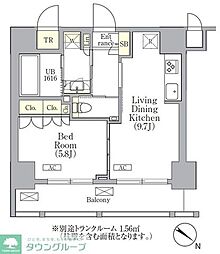 オルサス三ノ輪 1LDKの間取図画像