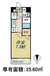 プレール・ドゥーク蔵前 1Kの間取図画像