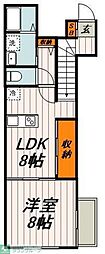 プチボヌール 1LDKの間取図画像