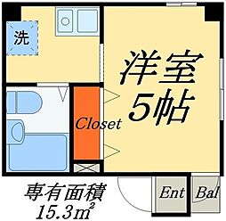 シャンテ松が谷 1Kの間取図画像