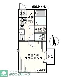 ポルトカレ 1Kの間取図画像
