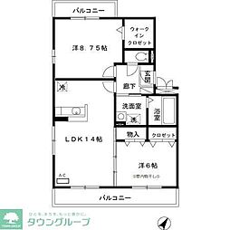 ソシエ 2LDKの間取図画像