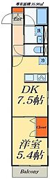 リバレイン 1DKの間取図画像