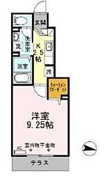 レガロ南水元 1Kの間取図画像