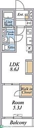 リブリ・高野 1LDKの間取図画像