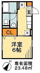 ドルフクレセント参番館 1Kの間取図画像