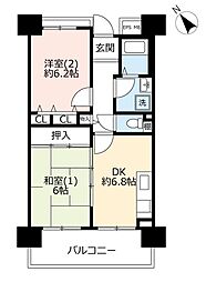 UR都市機構アルビス前原4号棟 2DKの間取図画像