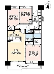 UR都市機構アルビス前原11号棟 3LDKの間取図画像